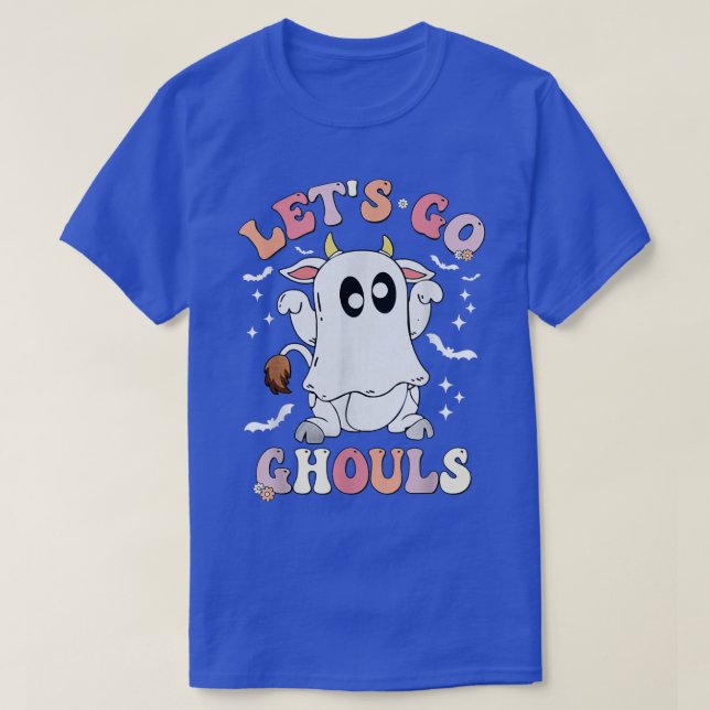 Camiseta Retro Groovy Vamos Ghouls Halloween Ghost Cow C (Diseño del anverso)