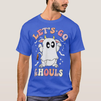 Camiseta Retro Groovy Vamos Ghouls Halloween Ghost Cow C