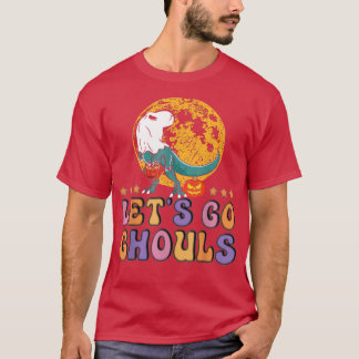 Camiseta Retro Groovy Vamos Ghouls Halloween Ghost Dinos