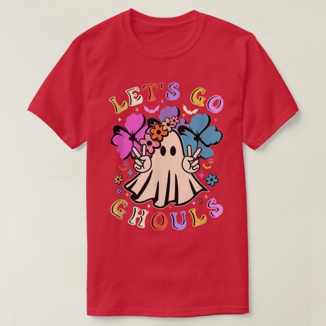 Camiseta Retro Groovy Vamos Ghouls Halloween Ghost Flora (Diseño del anverso)