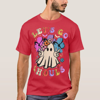 Camiseta Retro Groovy Vamos Ghouls Halloween Ghost Flora