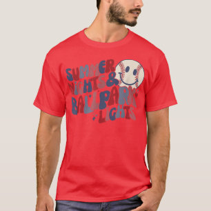 Camiseta Retro Groovy Vibes Noches de verano Luces de estad