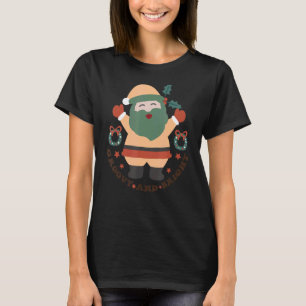 Camiseta Retro Groovy Y Papá Noel Brillante Feliz Navidad