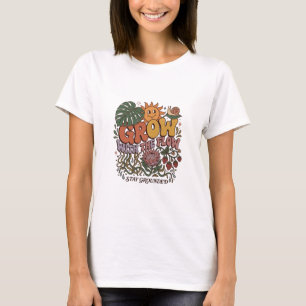 Camiseta Retro Grow With The Flow Boho Botánico