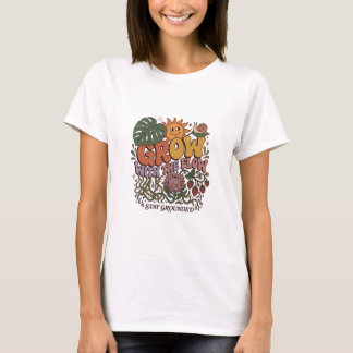 Camiseta Retro Grow With The Flow T-Shirt | Boho Botanical 