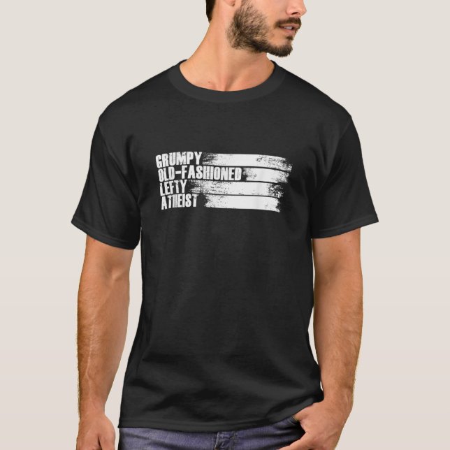 Camiseta Retro Grumpy Lefty Atheist Atheism Religion Agnost (Anverso)
