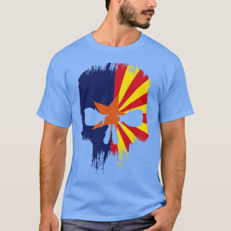 Camiseta Retro Grunge el cráneo de la bandera del estado de