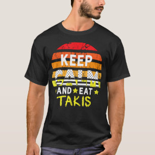 Camiseta Retro Grunge Mantenga La Calma Y Coma Comidas De C