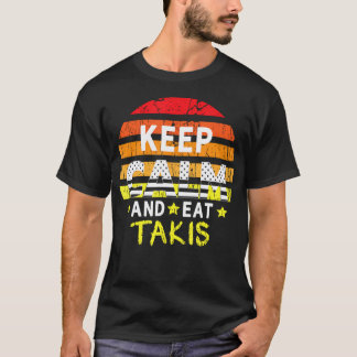 Camiseta Retro Grunge Mantenga La Calma Y Coma Comidas De C