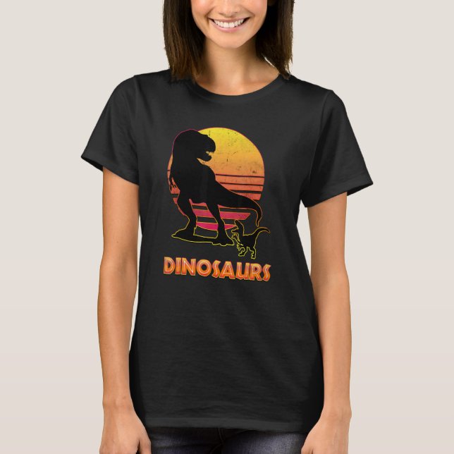 Camiseta Retro Grunge TRex Dinosaurio Sunset (Anverso)