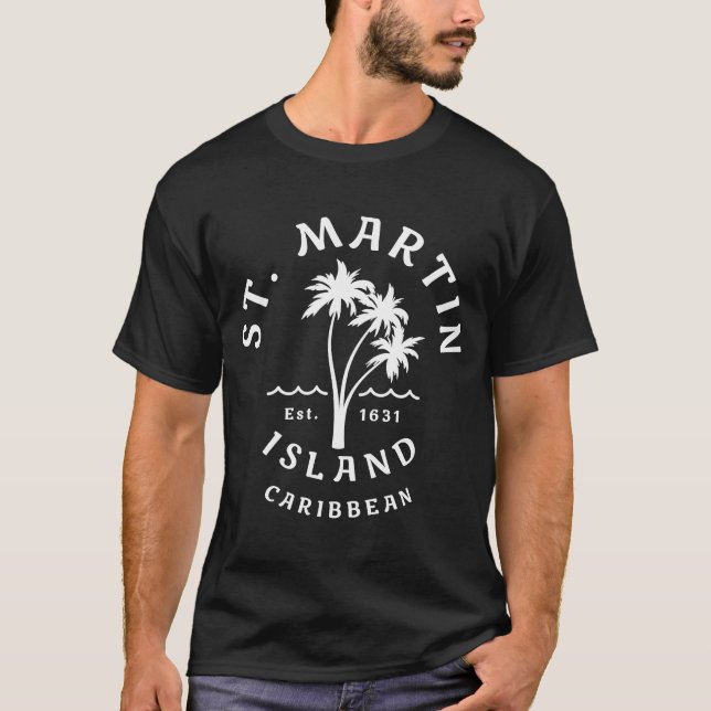 Camiseta Retro Guay St Martin Caribbean Island Palm Tree (Anverso)