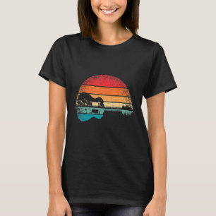 Camiseta Retro Guitar Lake Sunset Guitarist Music