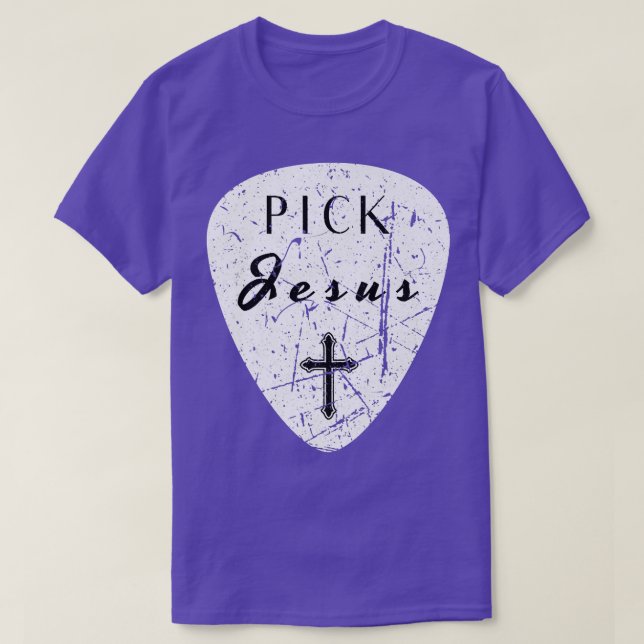 Camiseta Retro Guitar Pick Pun Pick Jesus Cross Worship Lea (Diseño del anverso)
