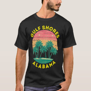 Camiseta Retro Gulf Shores Vacaciones Souvenir Palm Tree