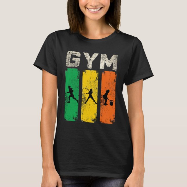 Camiseta Retro Gym Fitness Silhouette Man T-Shirt  (Anverso)