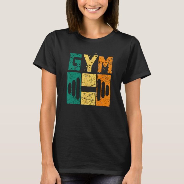 Camiseta Retro GYM Grunge Dumbbell (Anverso)