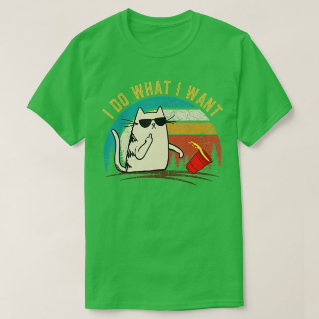 Camiseta Retro hago lo que quiero gato, papá gato mamá gif (Diseño del anverso)