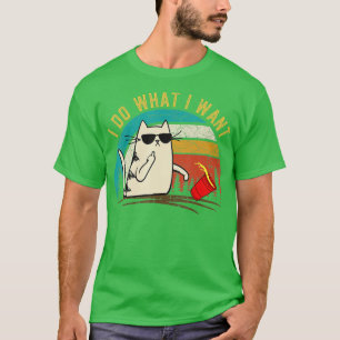 Camiseta Retro hago lo que quiero gato, papá gato mamá gif