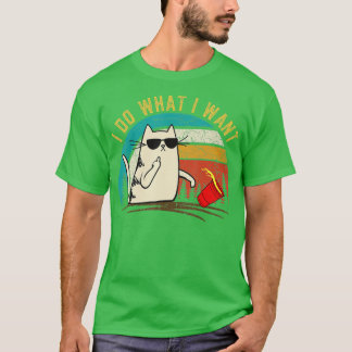 Camiseta Retro hago lo que quiero gato, papá gato mamá gif