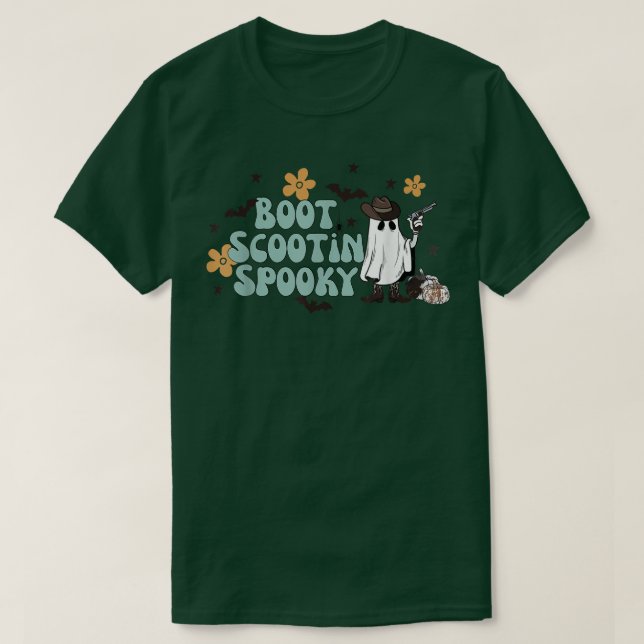 Camiseta Retro Halloween Boot Scooting Spooky Cowhide Ghost (Diseño del anverso)