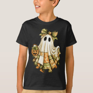 Camiseta Retro Halloween Camo Verde Patchwork Soky Ghost Wo