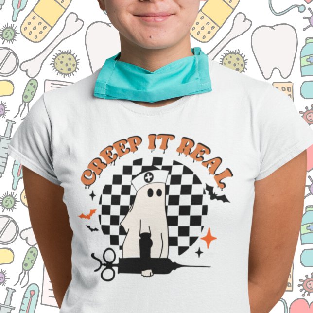Camiseta Retro Halloween Creep it Real Nurs (Subido por el creador)