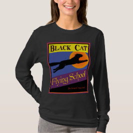 Camiseta Retro Halloween de Black Cat Flying Schoo