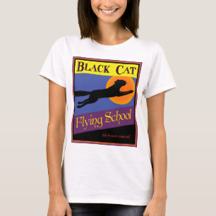 Camiseta Retro Halloween de Black Cat Flying Schoo