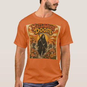 Camiseta Retro Halloween Doom Segador Siniestro