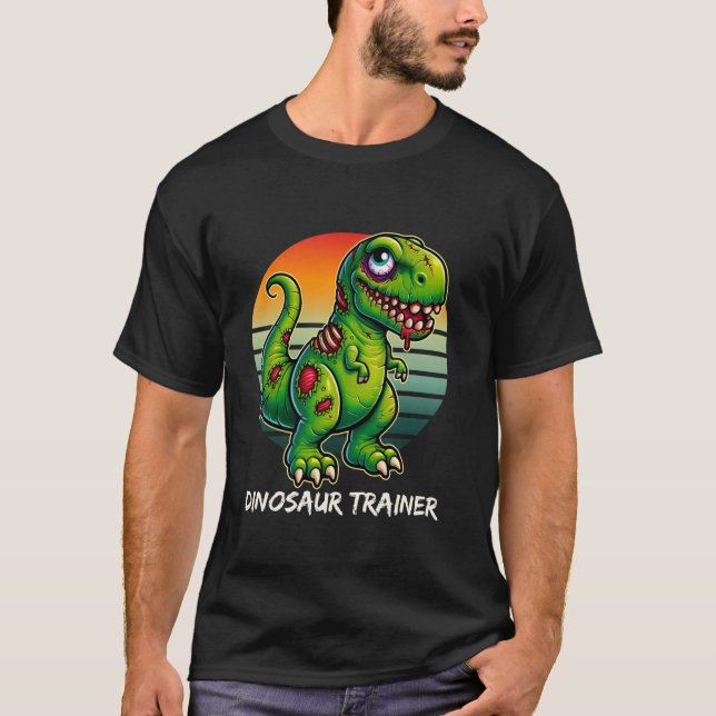 Camiseta Retro Halloween Zombiesaurs Dinosaur Trainer T Rex (Anverso)