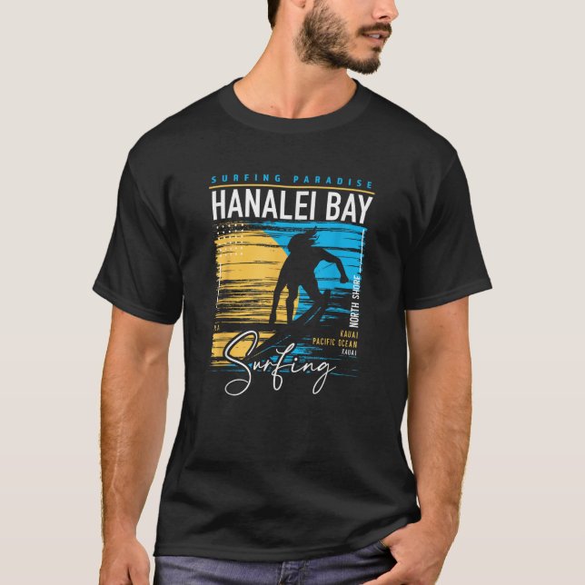 Camiseta Retro Hanalei Bay Kauai North Shore Surfing Surf H (Anverso)
