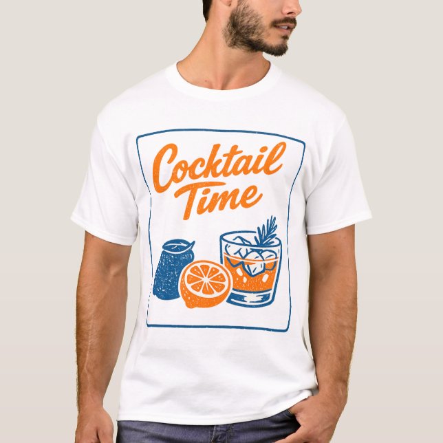 Camiseta Retro Hand Drawn Cocktail Time Lemons Bar Art (Anverso)