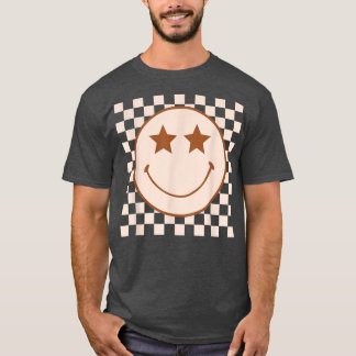 Camiseta Retro Happy Face Checkered Pattern Smile Face Tre