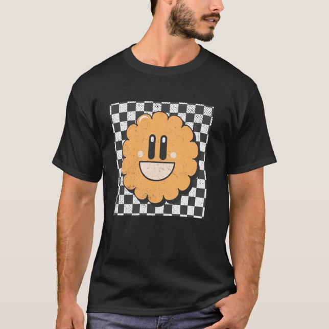 Camiseta Retro Happy Face Checkpoint Pattern Smile Face (Anverso)