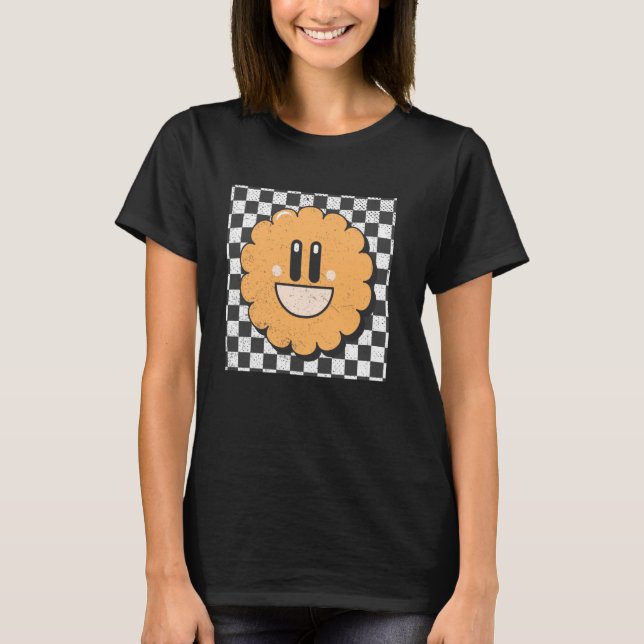 Camiseta Retro Happy Face Checkpoint Pattern Smile Face (Anverso)