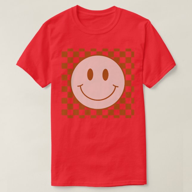 Camiseta Retro Happy Face Checkpoint Pattern Smile Face Tre (Diseño del anverso)