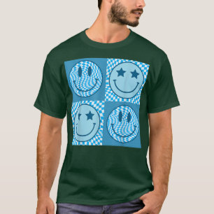 Camiseta Retro Happy Face Checkpoint Pattern Sonrisa Face F