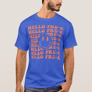 Camiseta Retro Happy Face Hello Pre K Smile Team Teacher T-