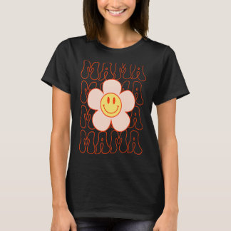 Camiseta Retro Happy Face Mama Groovy Daisy Flower Smile Fa