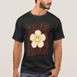 Camiseta Retro Happy Face Mama Groovy Daisy Flower Smile Fa