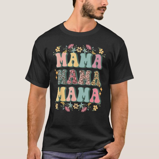 Camiseta Retro Happy Face Mama Groovy Daisy Flower Trendy (Anverso)