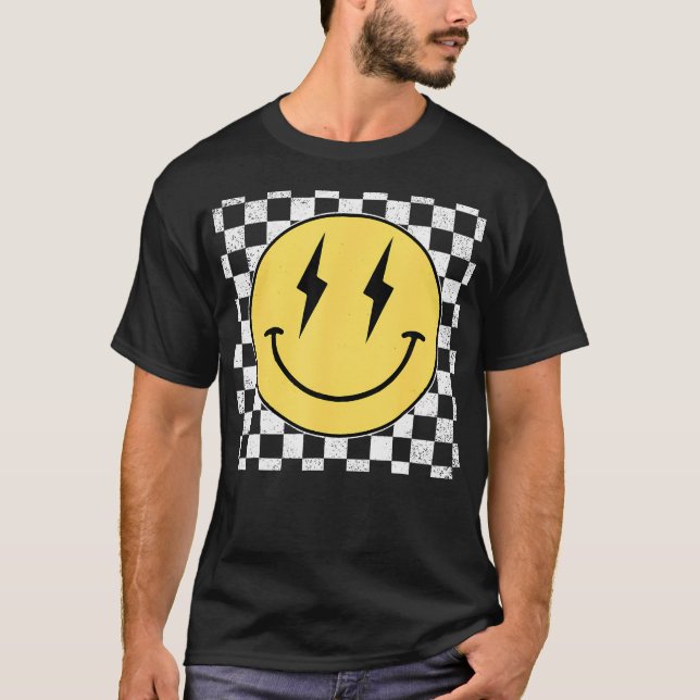 Camiseta Retro Happy Face Shirt Checkered Pattern Smile Fmi (Anverso)