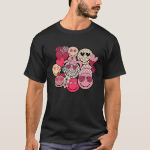 Camiseta Retro Happy Face Smile Trendy Hippe Heart Valentin