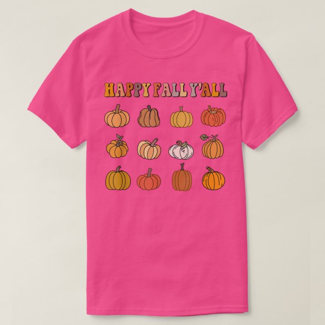Camiseta Retro Happy Fall Yall Pumpkin Patch Fall Otoño El  (Diseño del anverso)