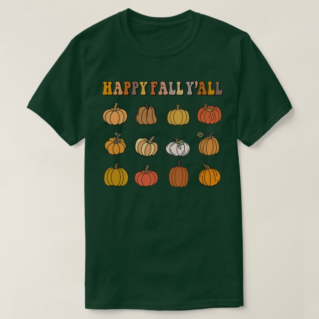 Camiseta Retro Happy Fall Yall Pumpkin Patch Fall Otoño El  (Diseño del anverso)