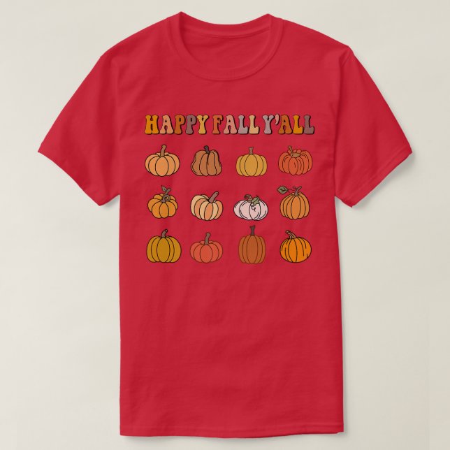 Camiseta Retro Happy Fall Yall Pumpkin Patch Fall Otoño El  (Diseño del anverso)