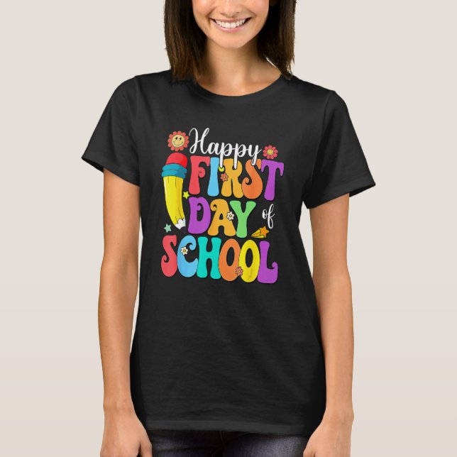 Camiseta Retro Happy First Day Of School Teacher Back To Sc (Anverso)