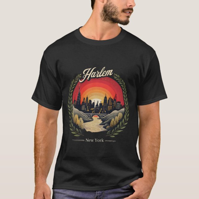 Camiseta Retro Harlem Sunset: Línea Aérea de Nueva York (Anverso)