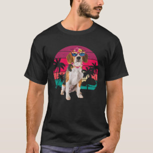Camiseta Retro Hawaiano Beagle Dog Tropical Palm Tree Summe