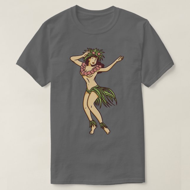 Camiseta Retro Hawaiano Chica bailarina 1 (Diseño del anverso)